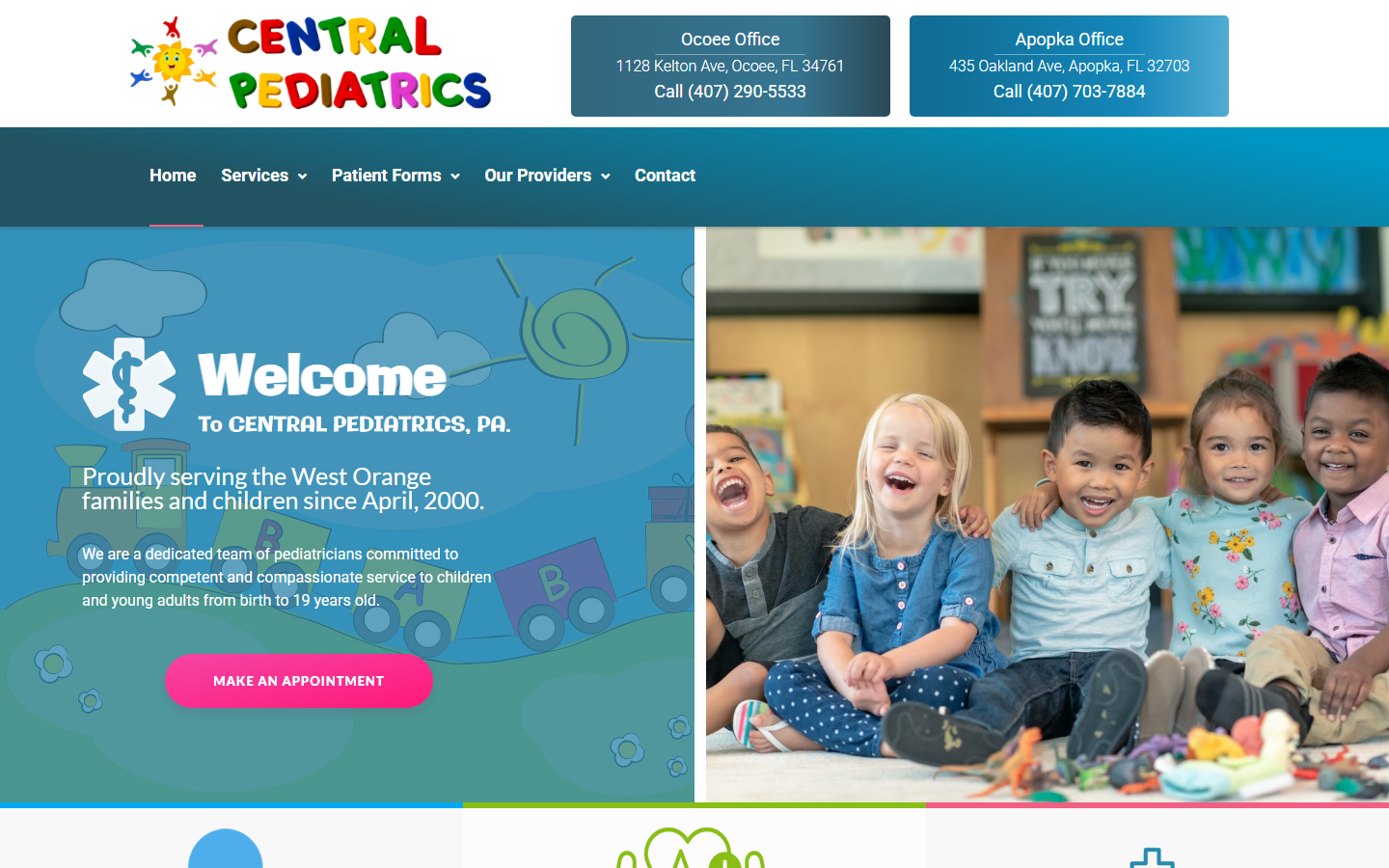 centralpediatrics.com — website built by 7M Digital