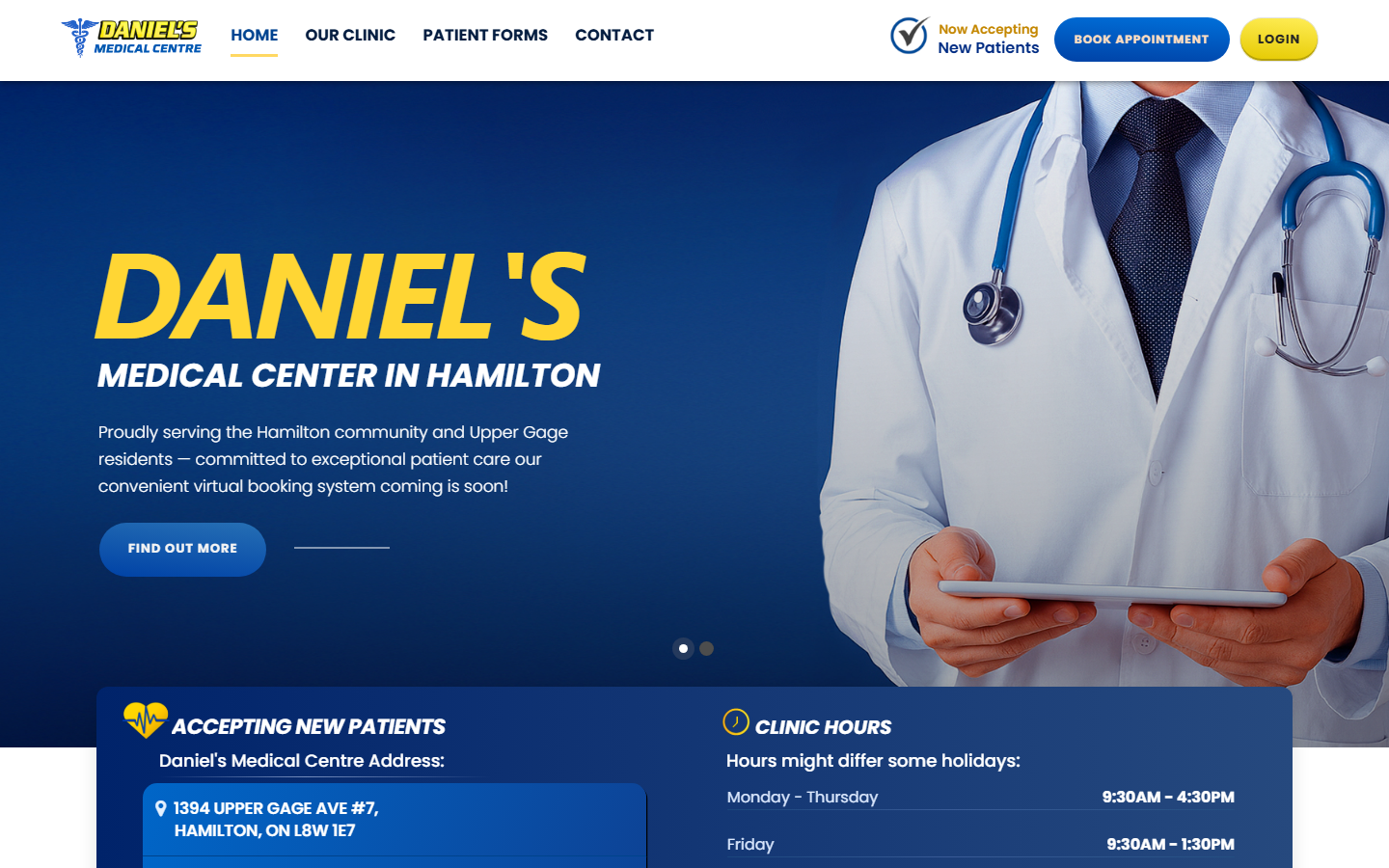 danielmedicalcentre.com — telemedicine platform built by 7M Digital