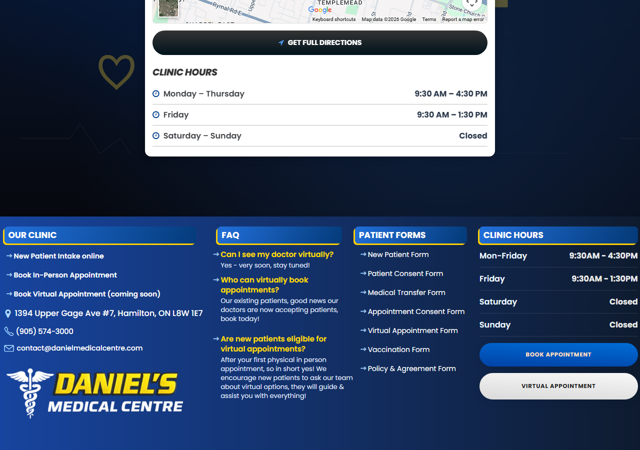 Real-time online booking synced to the EMR schedule